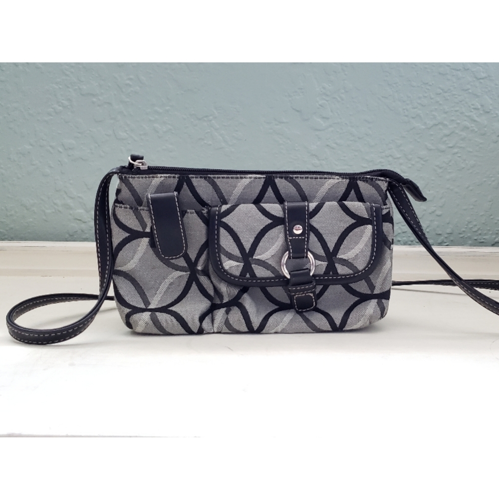 Cute Black & Grey Cross-Body Purse with Strap